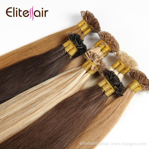 High quality virgin russian pre bonded hair extensions for woman flat bond hair Silky straight Flat Tip Hair extensions